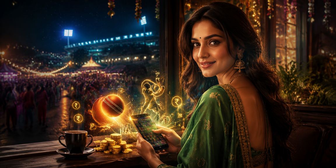 Player enjoying cricket betting with mobile device in India
